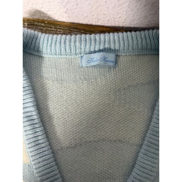 KokoKuma Blue Cow Print Cardigan L Coquette Soft Girl Y2K Kawaii Cottagecore - Picture 9 of 10